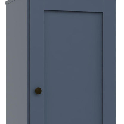 36" French Blue Solid Wood Adjustable Three Tier Library Bookcase with One Door