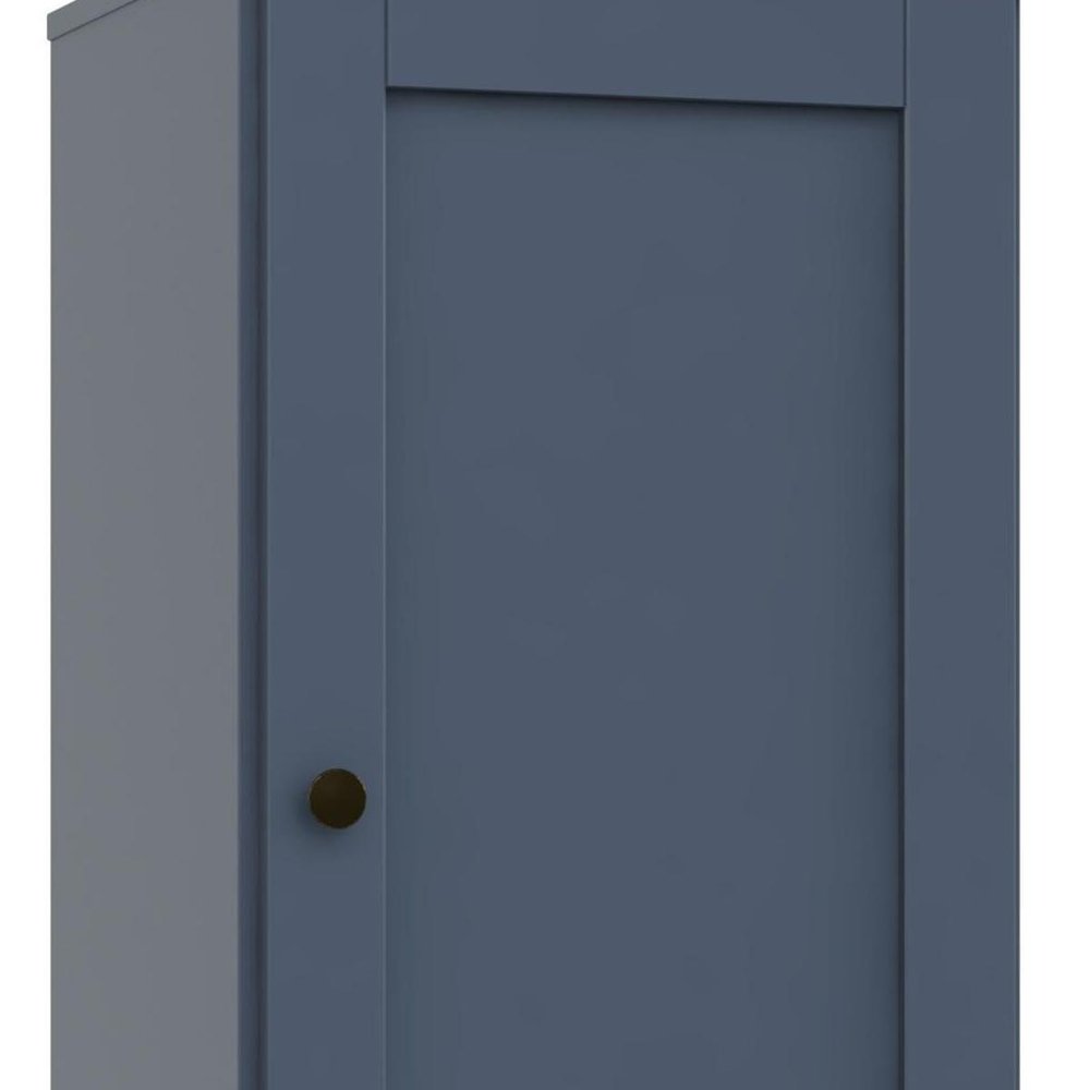 36" French Blue Solid Wood Adjustable Three Tier Library Bookcase with One Door HomeRoots
