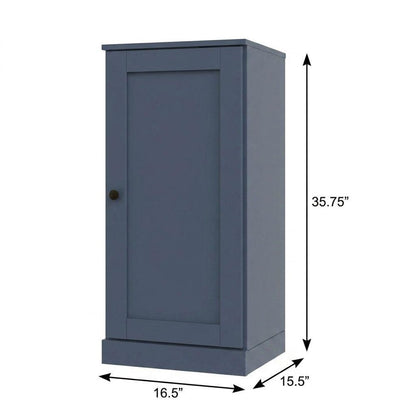 36" French Blue Solid Wood Adjustable Three Tier Library Bookcase with One Door HomeRoots