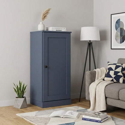 36" French Blue Solid Wood Adjustable Three Tier Library Bookcase with One Door HomeRoots