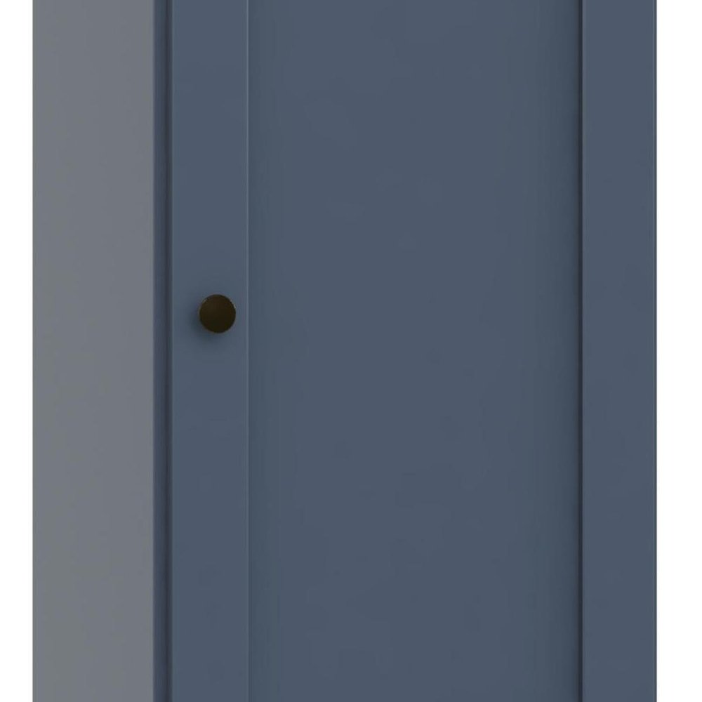 36" French Blue Solid Wood Adjustable Three Tier Library Bookcase with One Door