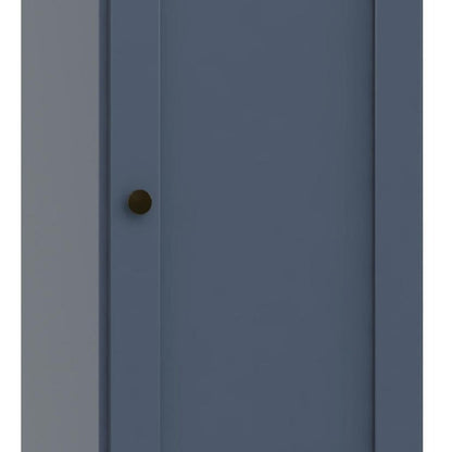 36" French Blue Solid Wood Adjustable Three Tier Library Bookcase with One Door