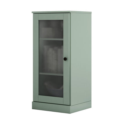 36" Sage Solid Wood Adjustable Three Tier Library Bookcase with One Door