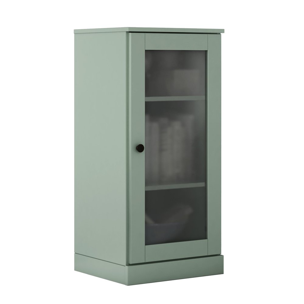 36" Sage Solid Wood Adjustable Three Tier Library Bookcase with One Door — view 1
