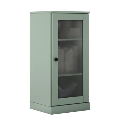 36" Sage Solid Wood Adjustable Three Tier Library Bookcase with One Door