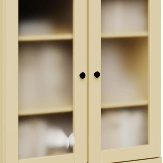 72" Yellow Solid Wood Adjustable Six Tier Library Bookcase with Four Doors