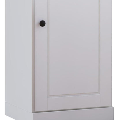 36" White Solid Wood Adjustable Three Tier Library Bookcase with One Door