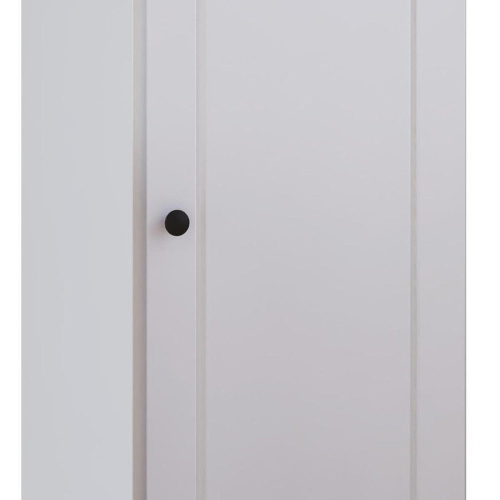 36" White Solid Wood Adjustable Three Tier Library Bookcase with One Door — view 6