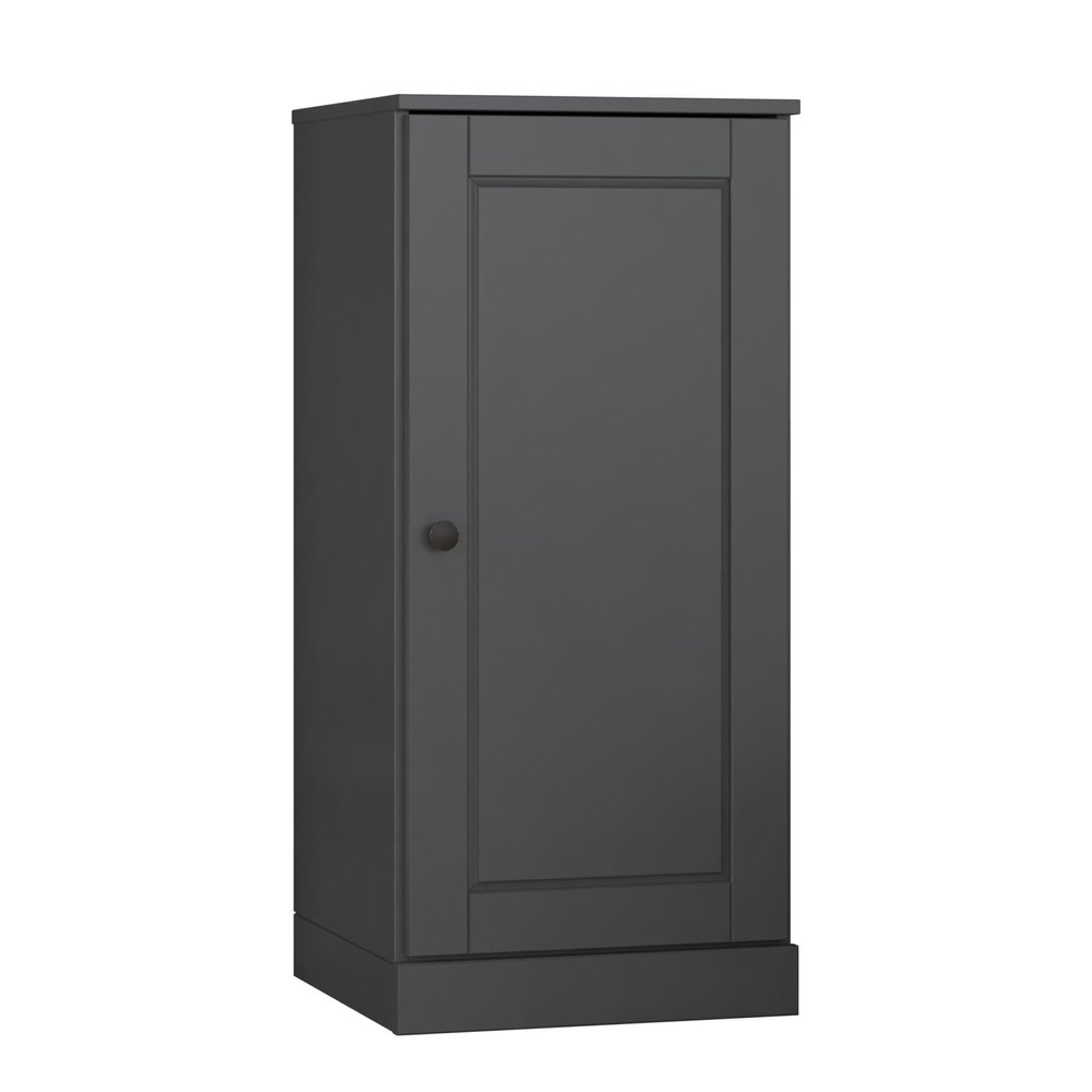 36" Gray Solid Wood Adjustable Three Tier Library Bookcase with One Door — view 1