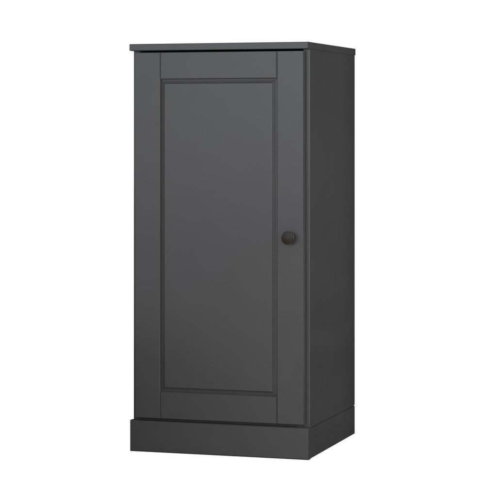 36" Gray Solid Wood Adjustable Three Tier Library Bookcase with One Door — view 2