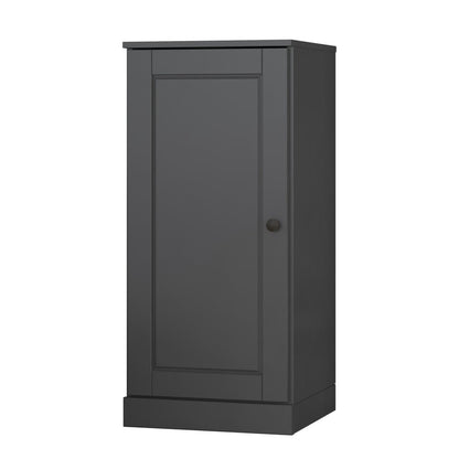 36" Gray Solid Wood Adjustable Three Tier Library Bookcase with One Door HomeRoots