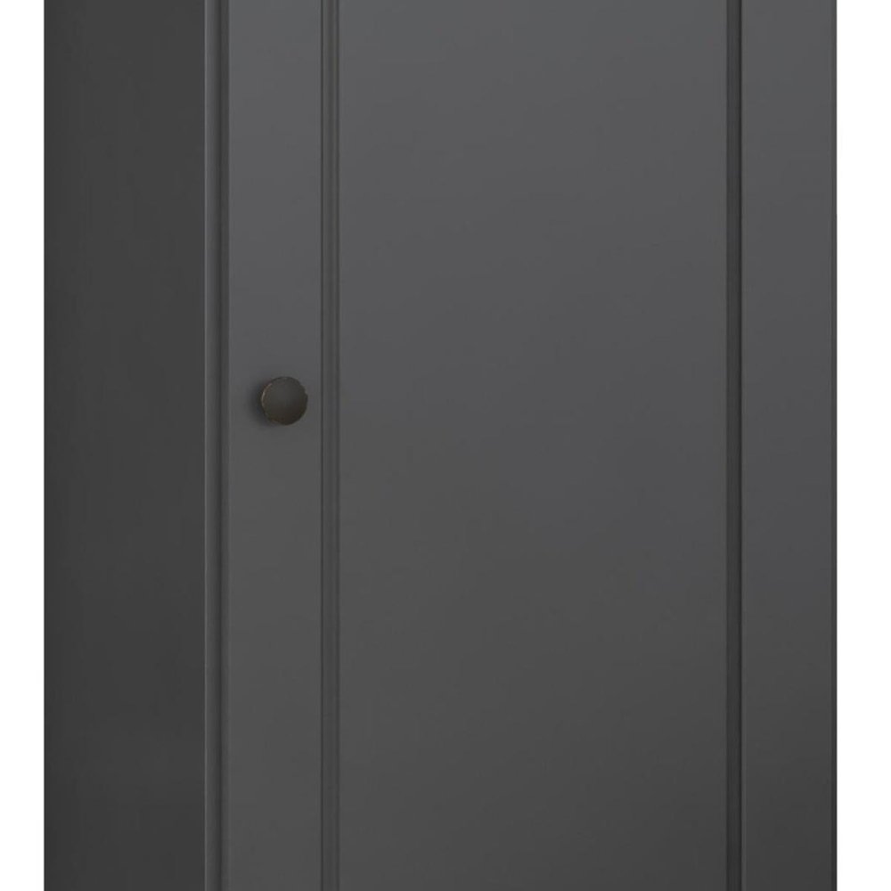 36" Gray Solid Wood Adjustable Three Tier Library Bookcase with One Door — view 5