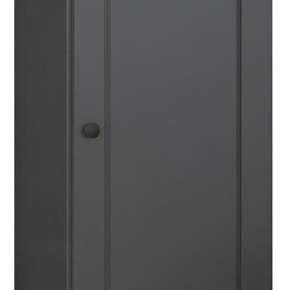 36" Gray Solid Wood Adjustable Three Tier Library Bookcase with One Door