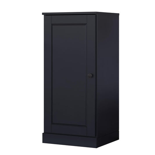 36" Black Solid Wood Adjustable Three Tier Library Bookcase with One Door HomeRoots