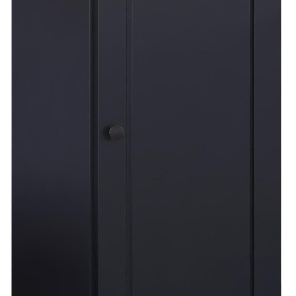 36" Black Solid Wood Adjustable Three Tier Library Bookcase with One Door