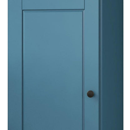 36" Teal Blue Solid Wood Adjustable Three Tier Library Bookcase with One Door HomeRoots