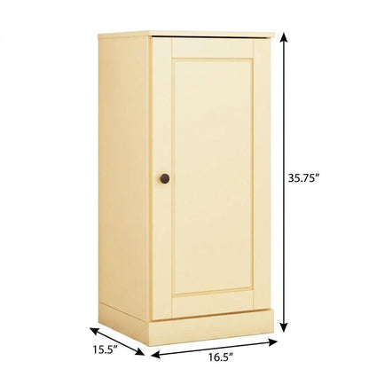 36" Yellow Solid Wood Adjustable Three Tier Library Bookcase with One Door HomeRoots