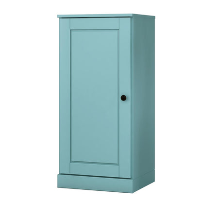 36" Aqua Solid Wood Adjustable Three Tier Library Bookcase with One Door HomeRoots
