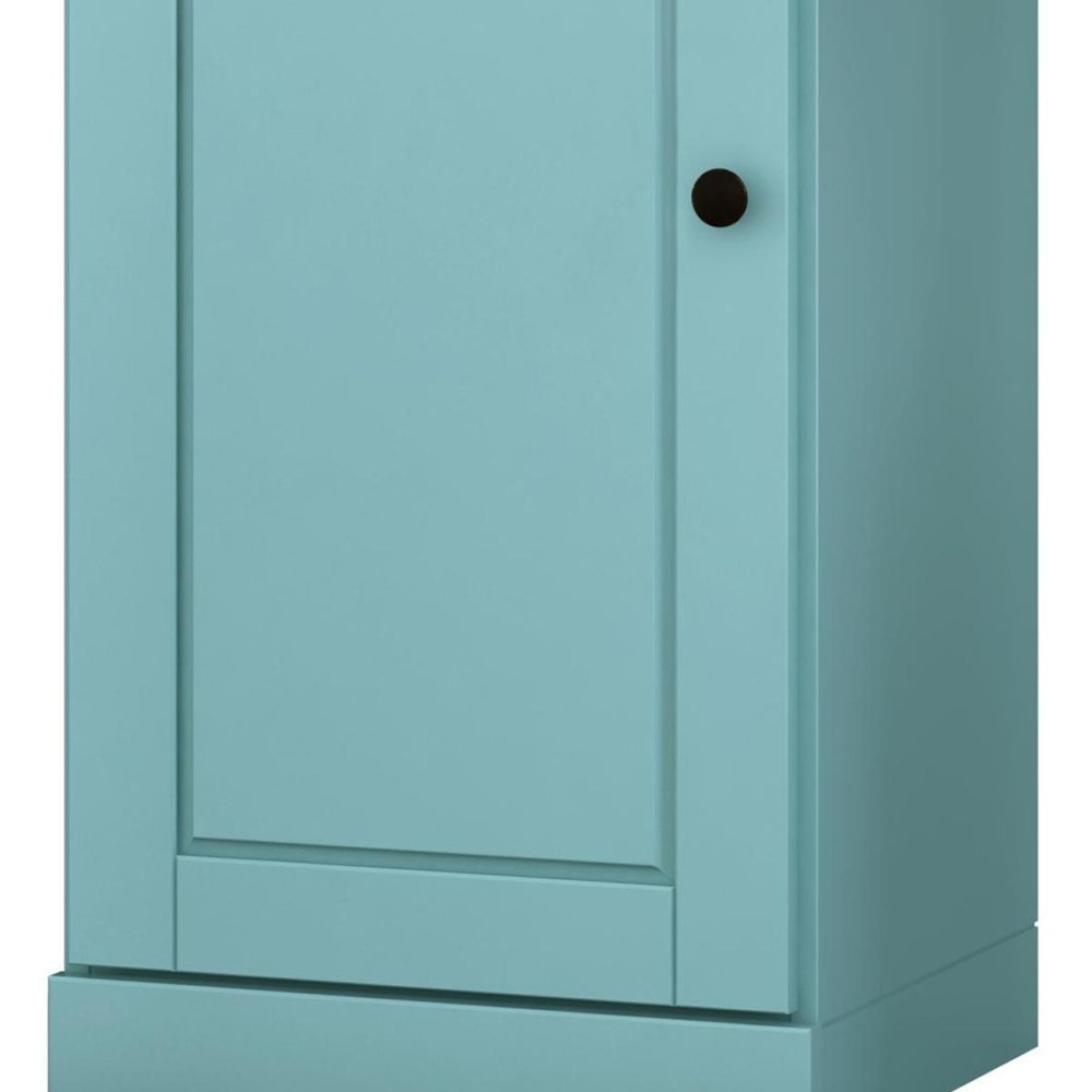 36" Aqua Solid Wood Adjustable Three Tier Library Bookcase with One Door — view 2