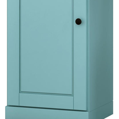 36" Aqua Solid Wood Adjustable Three Tier Library Bookcase with One Door