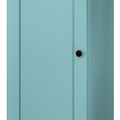 36" Aqua Solid Wood Adjustable Three Tier Library Bookcase with One Door