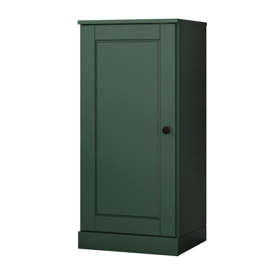 36" Green Solid Wood Adjustable Three Tier Library Bookcase with One Door