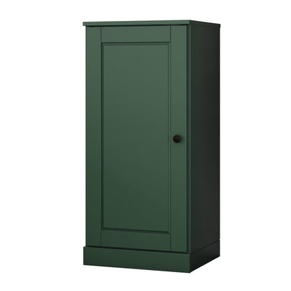 36" Green Solid Wood Adjustable Three Tier Library Bookcase with One Door HomeRoots