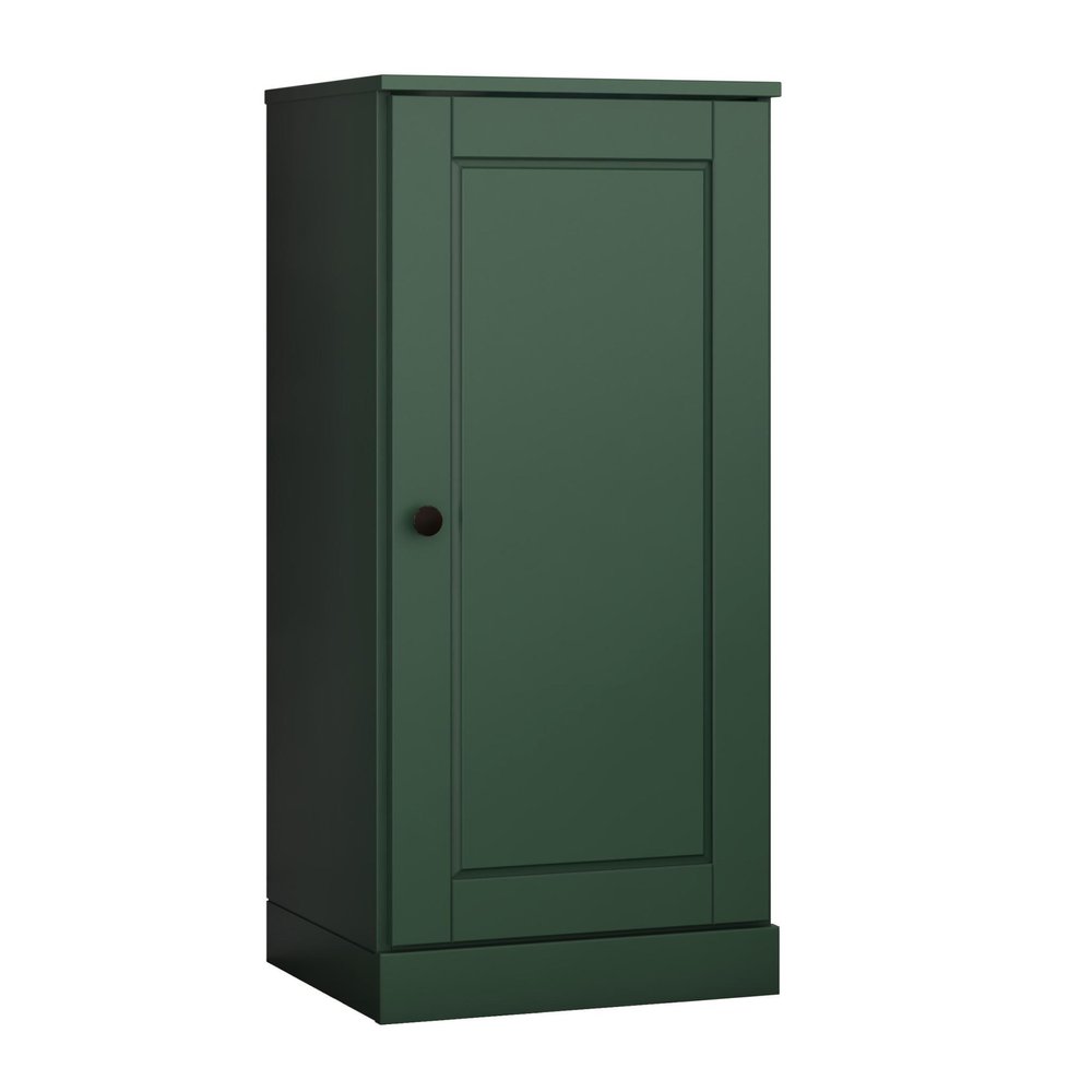 36" Green Solid Wood Adjustable Three Tier Library Bookcase with One Door