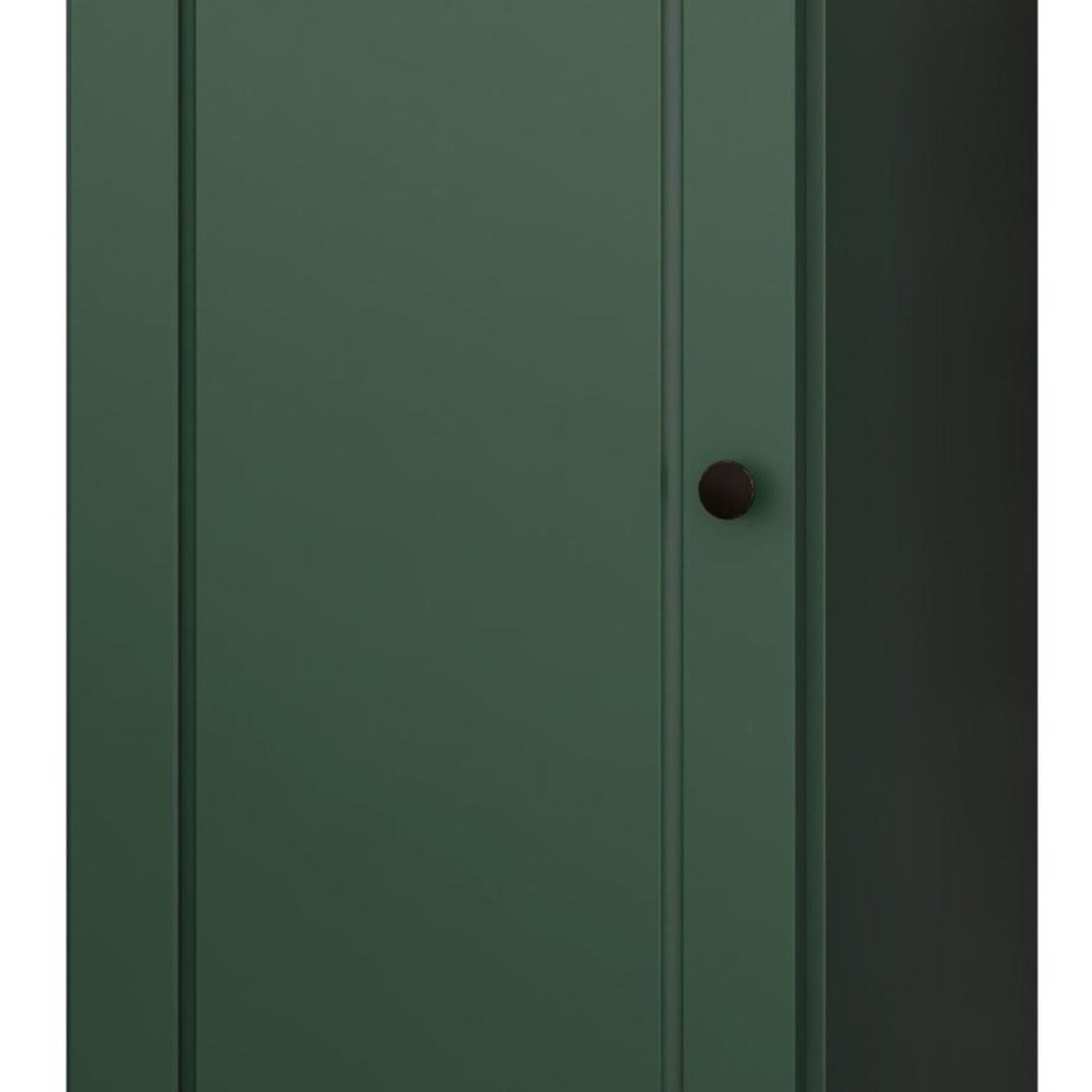 36" Green Solid Wood Adjustable Three Tier Library Bookcase with One Door — view 5