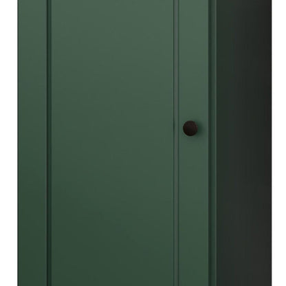 36" Green Solid Wood Adjustable Three Tier Library Bookcase with One Door