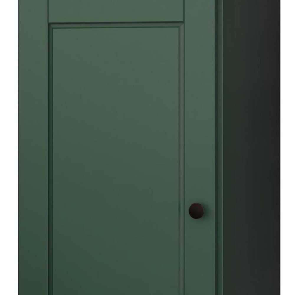 36" Green Solid Wood Adjustable Three Tier Library Bookcase with One Door