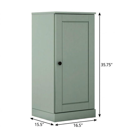 36" Sage Solid Wood Adjustable Three Tier Library Bookcase with One Door HomeRoots