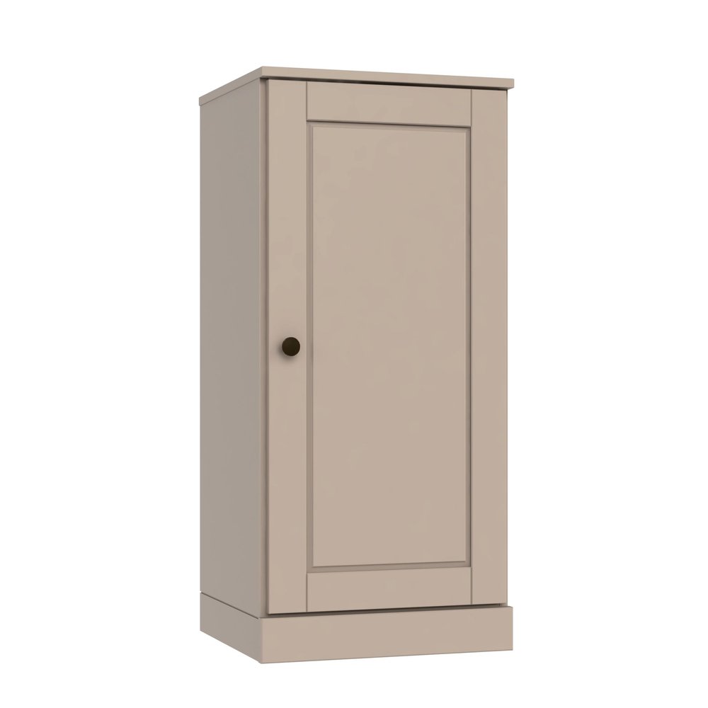 36" Beige Solid Wood Adjustable Three Tier Library Bookcase with One Door HomeRoots