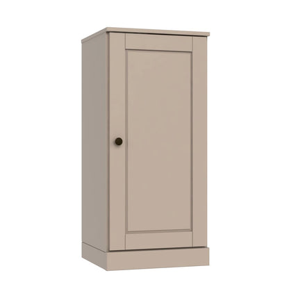 36" Beige Solid Wood Adjustable Three Tier Library Bookcase with One Door