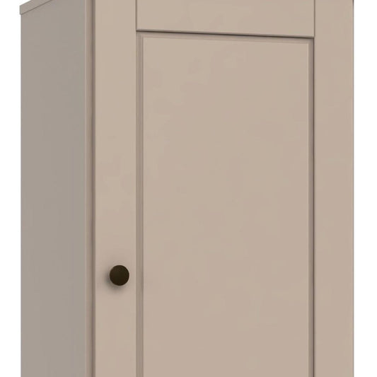 36" Beige Solid Wood Adjustable Three Tier Library Bookcase with One Door