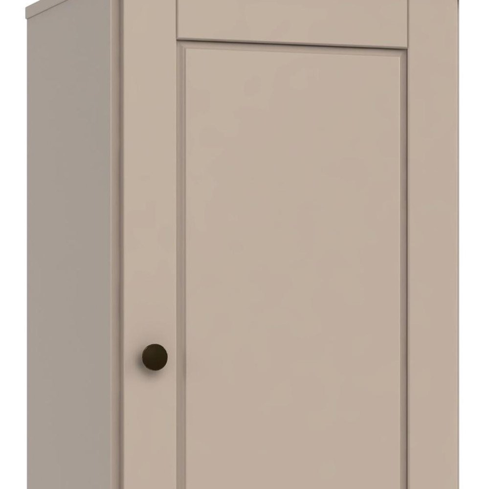 36" Beige Solid Wood Adjustable Three Tier Library Bookcase with One Door HomeRoots