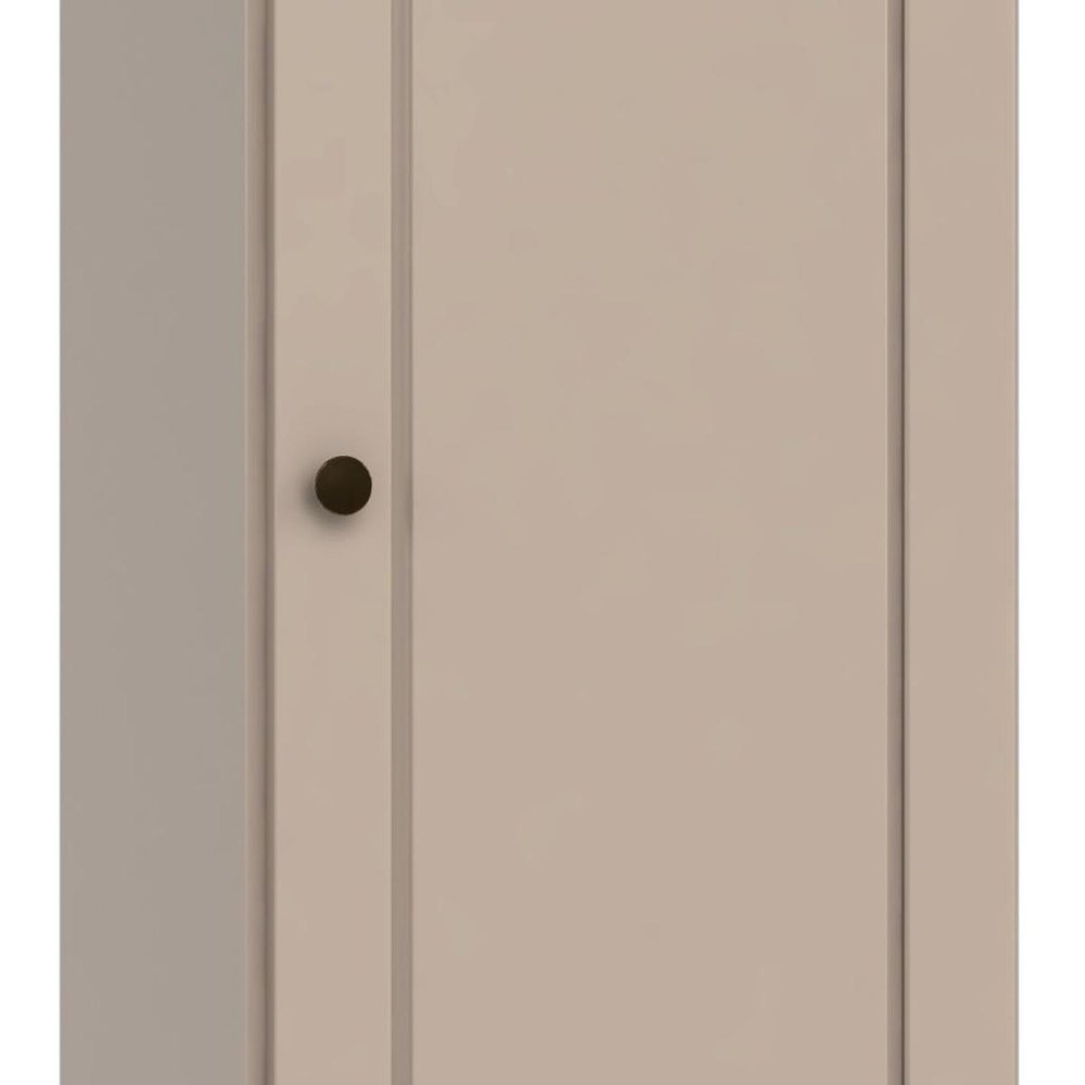 36" Beige Solid Wood Adjustable Three Tier Library Bookcase with One Door — view 6