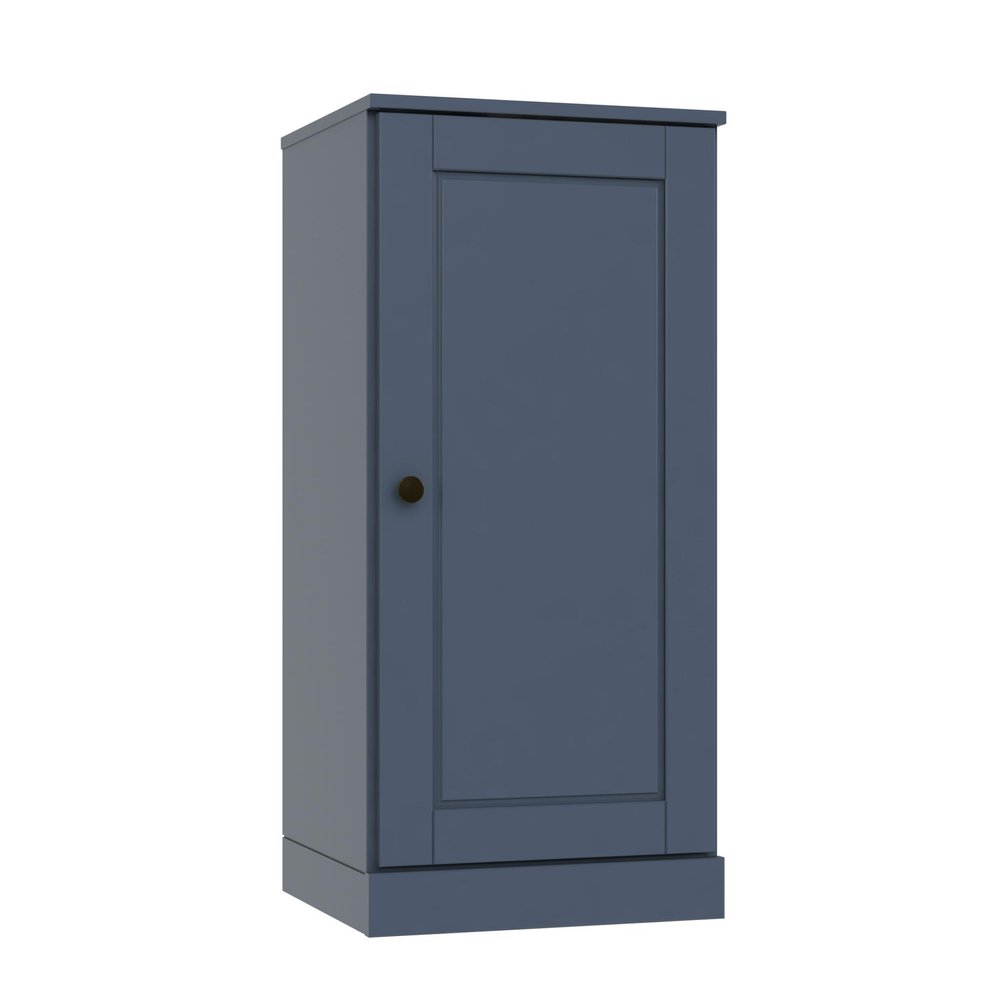36" French Blue Solid Wood Adjustable Three Tier Library Bookcase with One Door — view 1