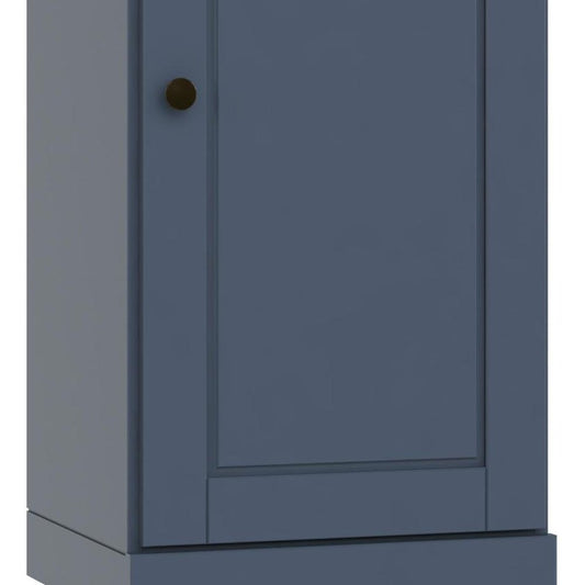 36" French Blue Solid Wood Adjustable Three Tier Library Bookcase with One Door