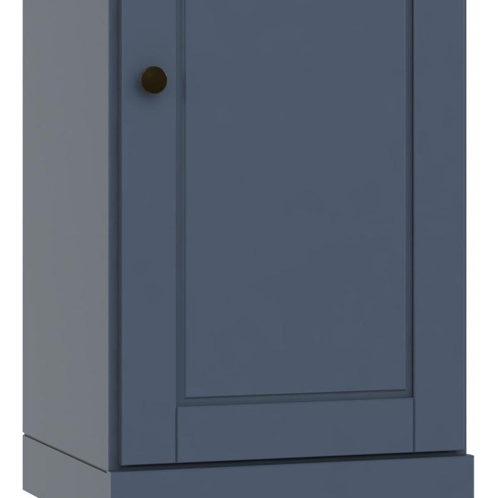 36" French Blue Solid Wood Adjustable Three Tier Library Bookcase with One Door HomeRoots