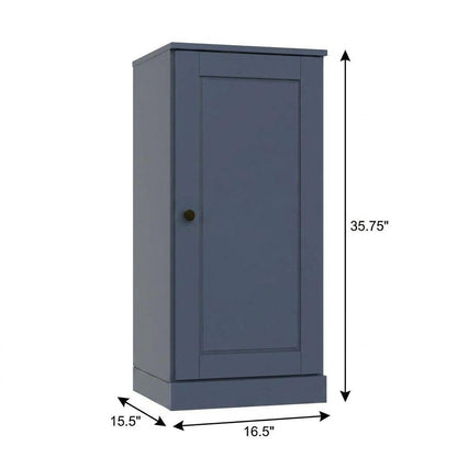 36" French Blue Solid Wood Adjustable Three Tier Library Bookcase with One Door HomeRoots