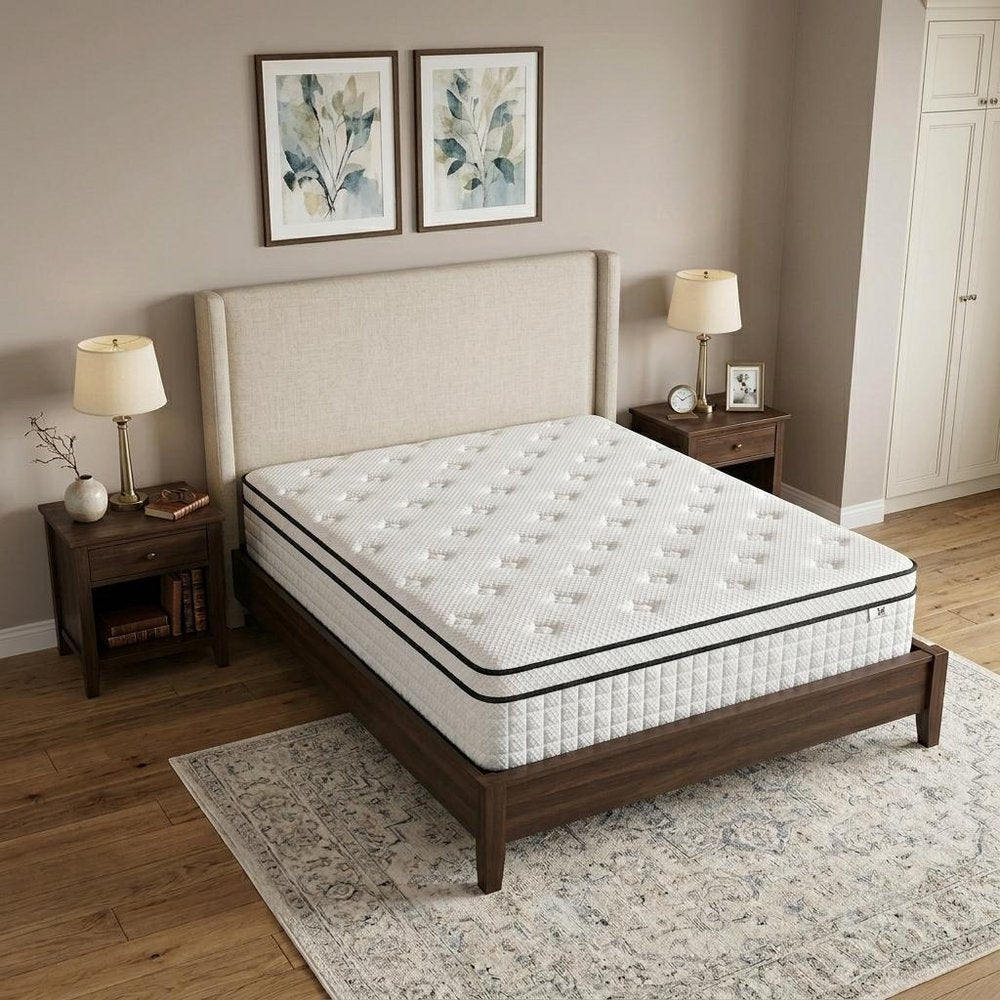 10" Full Double Gel Memory Foam Medium Check Hybrid Mattress HomeRoots