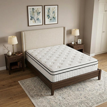 10" Full Double Gel Memory Foam Medium Check Hybrid Mattress HomeRoots