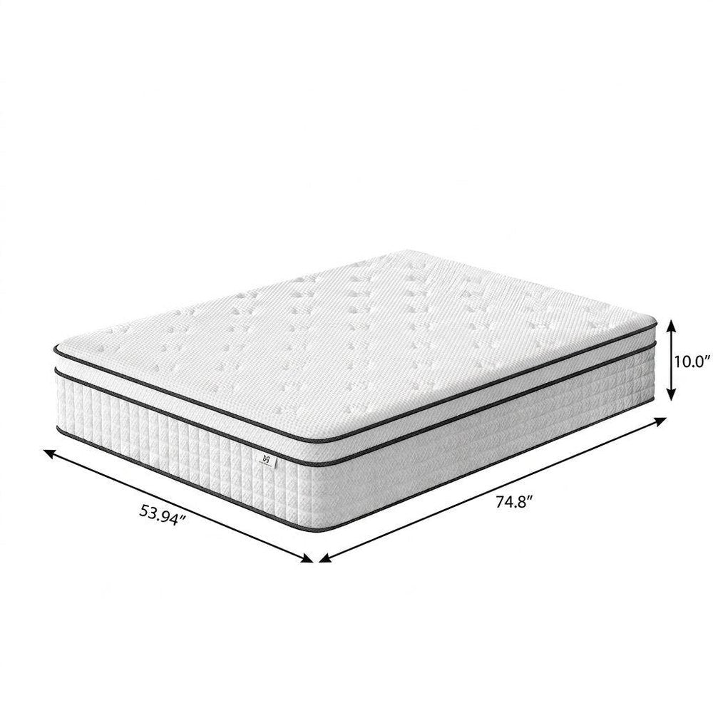 10" Full Double Gel Memory Foam Medium Check Hybrid Mattress HomeRoots
