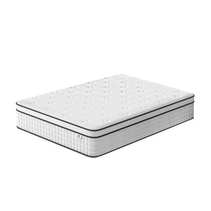 12" Full Double Gel Memory Foam Check Medium Hybrid Mattress HomeRoots