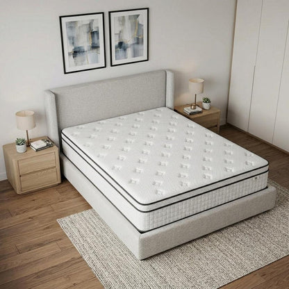 12" Queen Gel Memory Foam Check Medium Hybrid Mattress HomeRoots