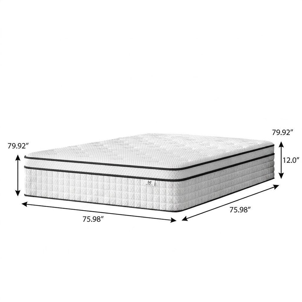 12" Queen Gel Memory Foam Check Medium Hybrid Mattress HomeRoots
