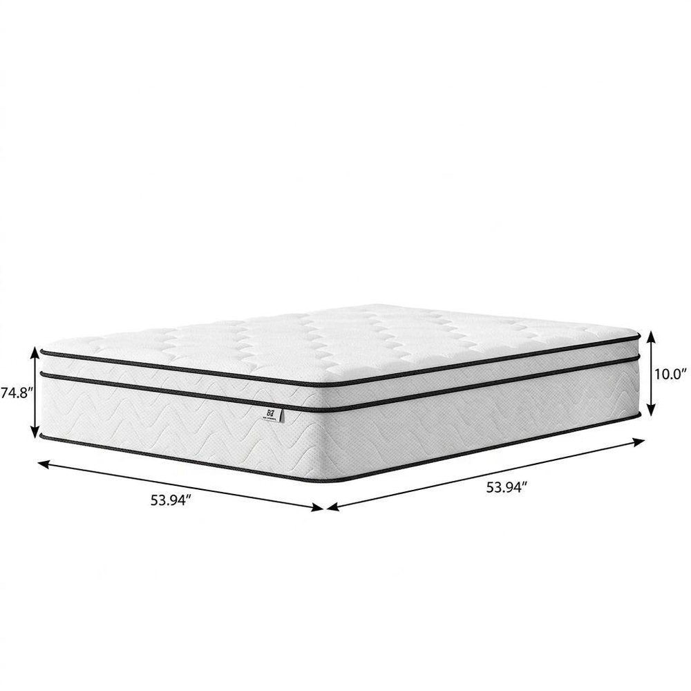10" Twin Gel Memory Foam Medium Chevron Hybrid Mattress HomeRoots