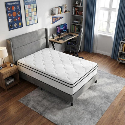 12" Twin Gel Memory Foam Medium Chevron Hybrid Mattress HomeRoots