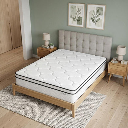 12" Twin Gel Memory Foam Medium Chevron Hybrid Mattress HomeRoots